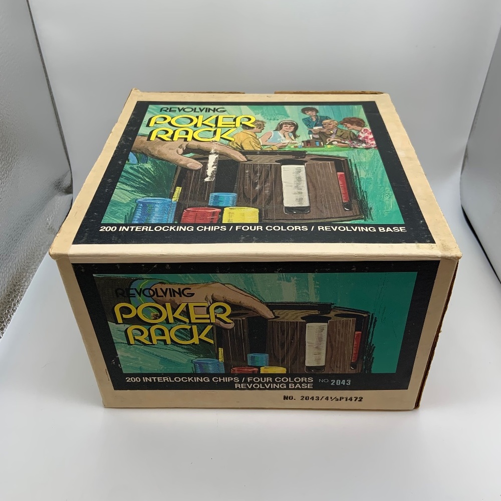 Vintage Pleasantime Pacific Game Revolving Poker Rack with 200 Chips SEALED!